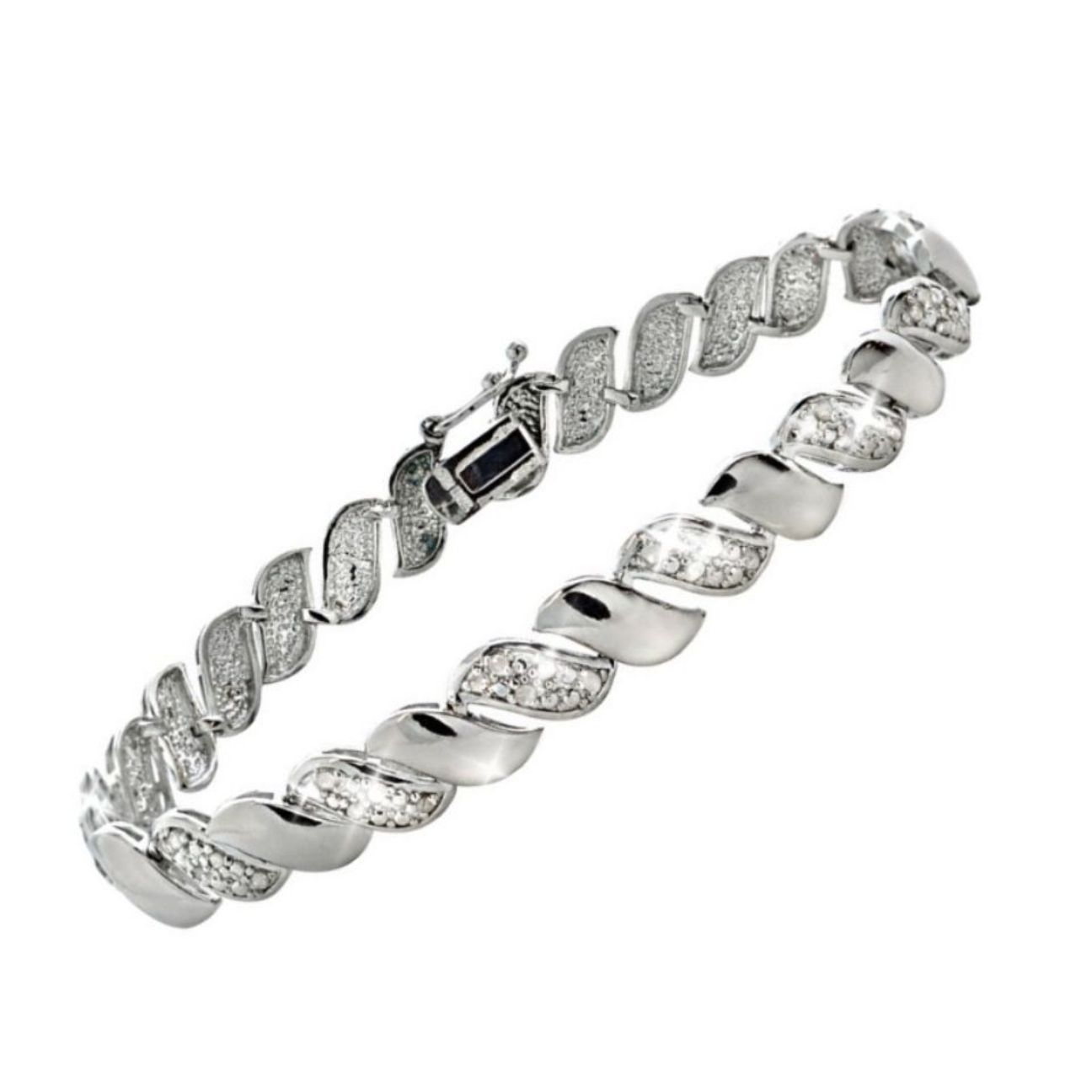 0.50ctw Genuine Diamond San Marco Design Bracelet 14k White Gold over