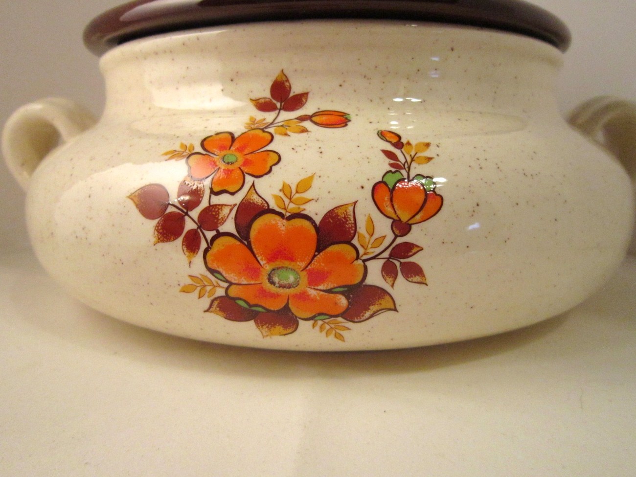 Covered Casserole Soup Tureen with lid, Handmade 1980 Autumn Colors