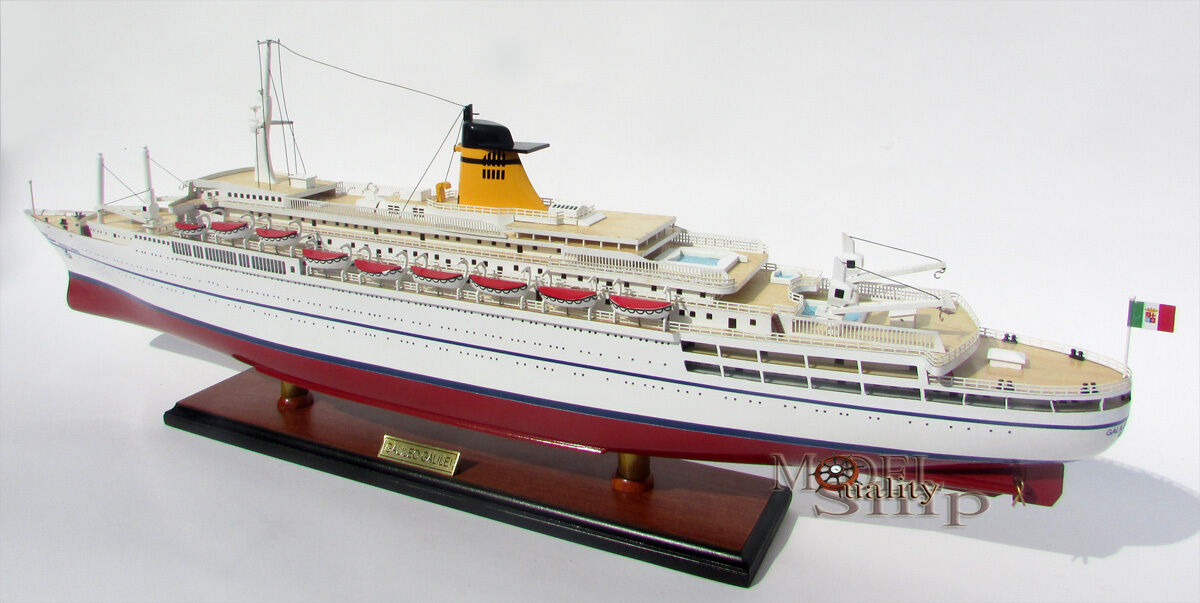 SS Galileo Galilei Italian Line Ocean Liner Wooden Ship Model 34