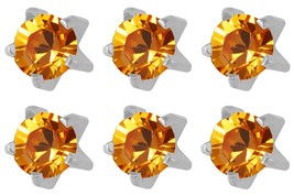 6 Pairs of Ear Piercing November Birthstone Stainless Steel Stud Earrings 2mm Cl - $10.99