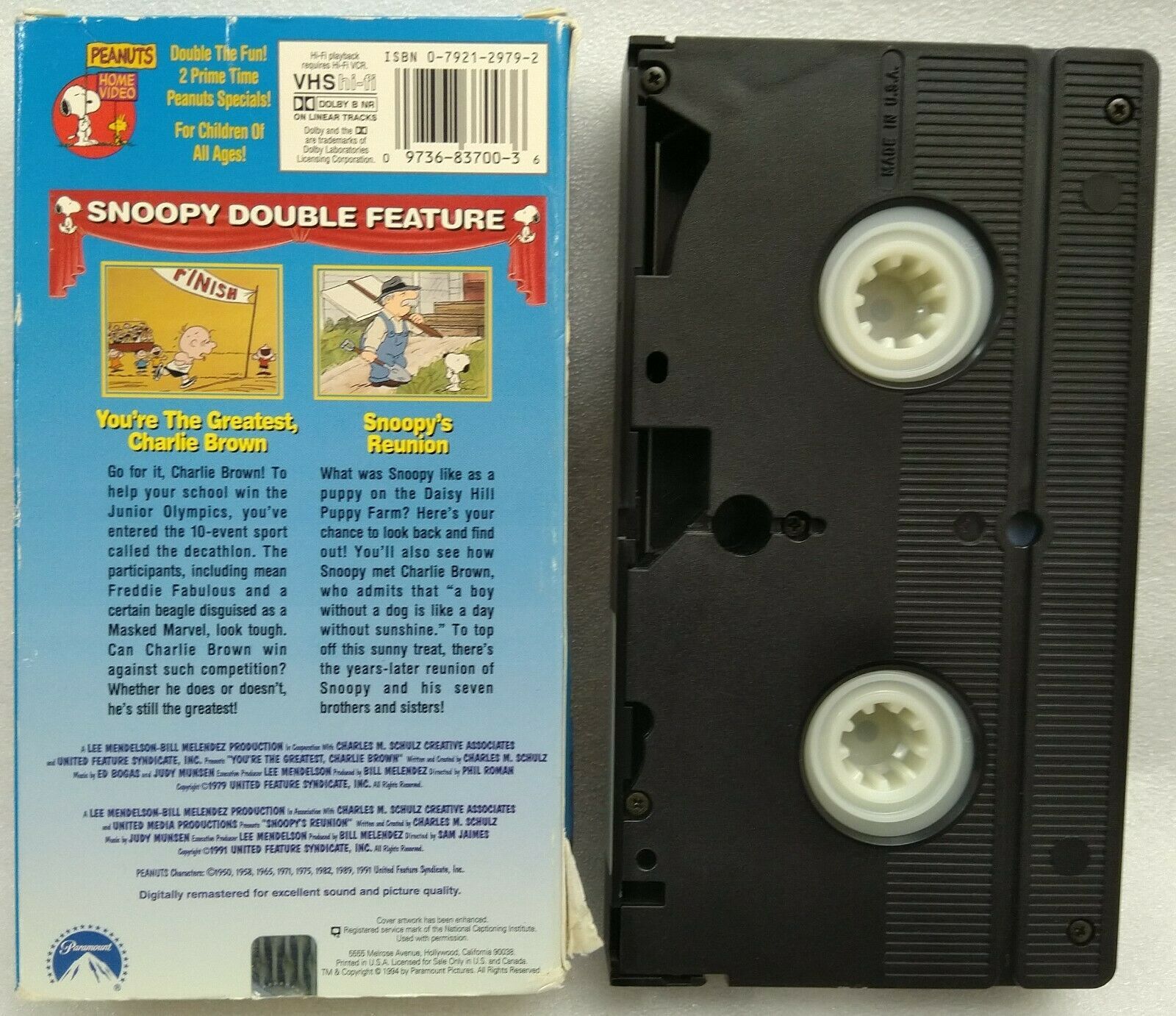 VHS Peanuts - Snoopy Double Feature - Greatest Charlie Brown Reunion ...