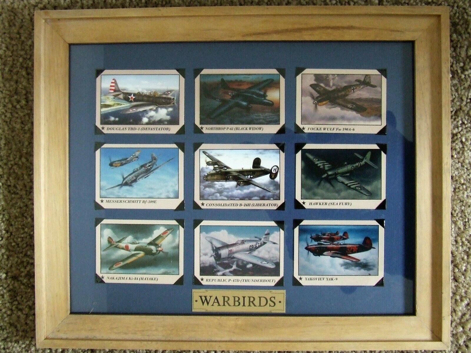 Primary image for 11" X 14" Natural Wood Framed WARBIRD Aircraft - Mounted with Photo Tabs