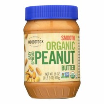 Woodstock Organic Easy Spread Peanut Butter - Smooth - Case Of 12 - 18 Oz. - $98.96