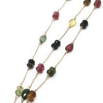 18K ROSE GOLD NECKLACE ROLO CHAIN, ALTERNATE DROPS & DOUBLE DISC TOURMALINE 24" image 4