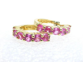 Pink Cubic Zirconia Hoop Earrings In Rose Gold On Sterling Silver - 5/8 Inches - $35.00