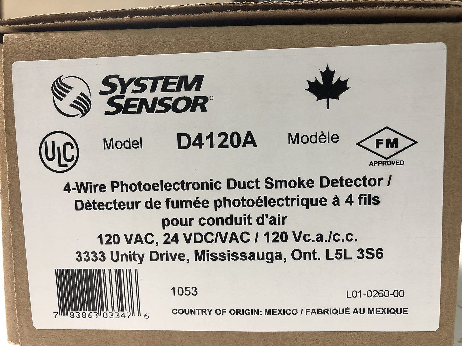 System Sensor D4120 InnovairFlex 4Wire Photoelectric Duct Smoke