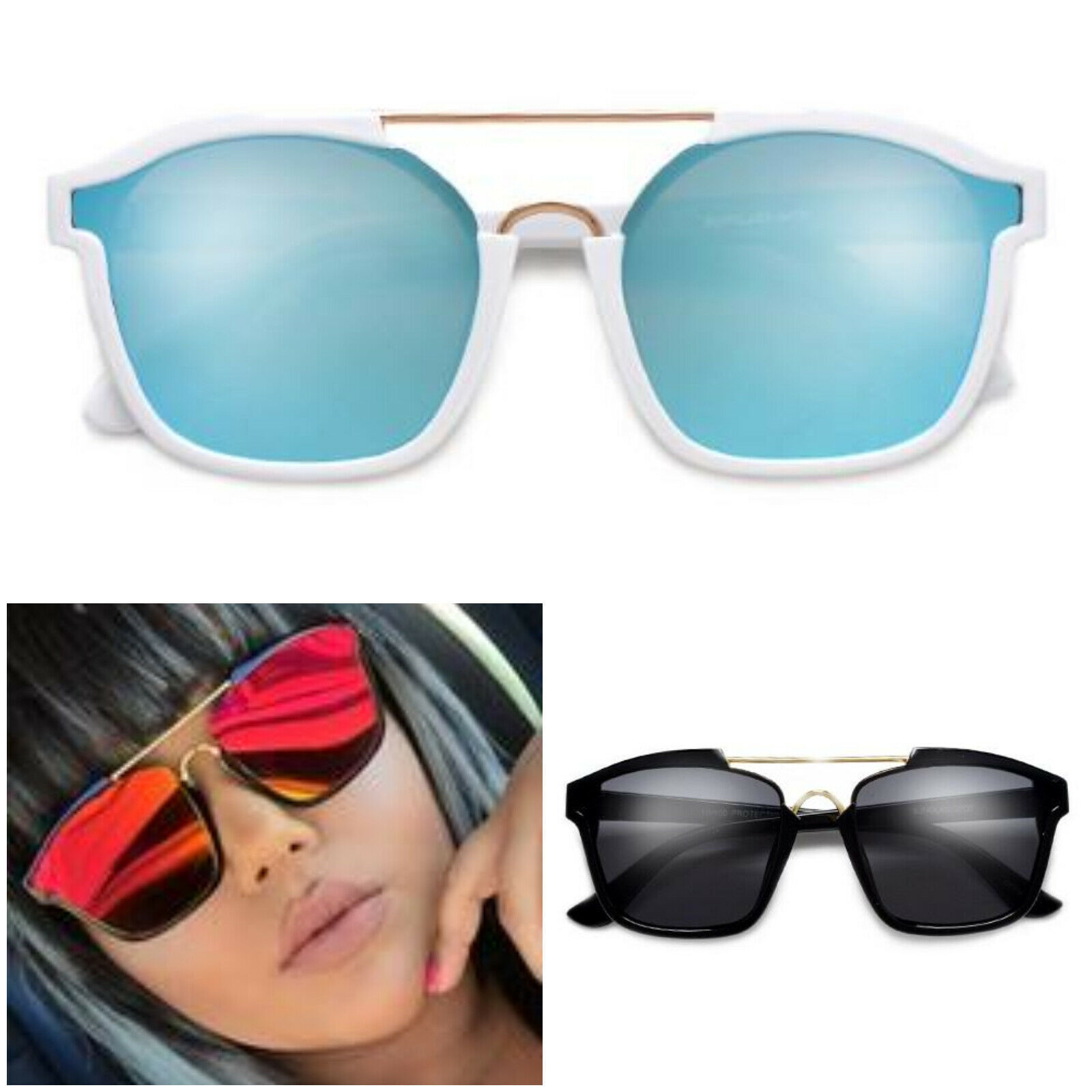 Unbranded - Gafas de sol para hombre mujer lentes de espejo aviador vintage moda casual lujo