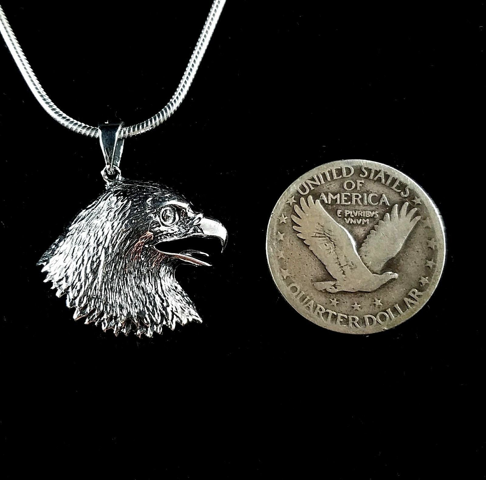 Handcrafted Solid 925 Sterling Silver Heraldic Eagle Head Pendant