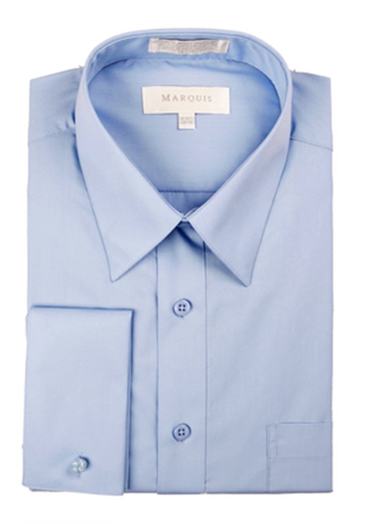 MarquisMen's Light Blue French Cuff Dress Shirt With Cufflinks - Fashion