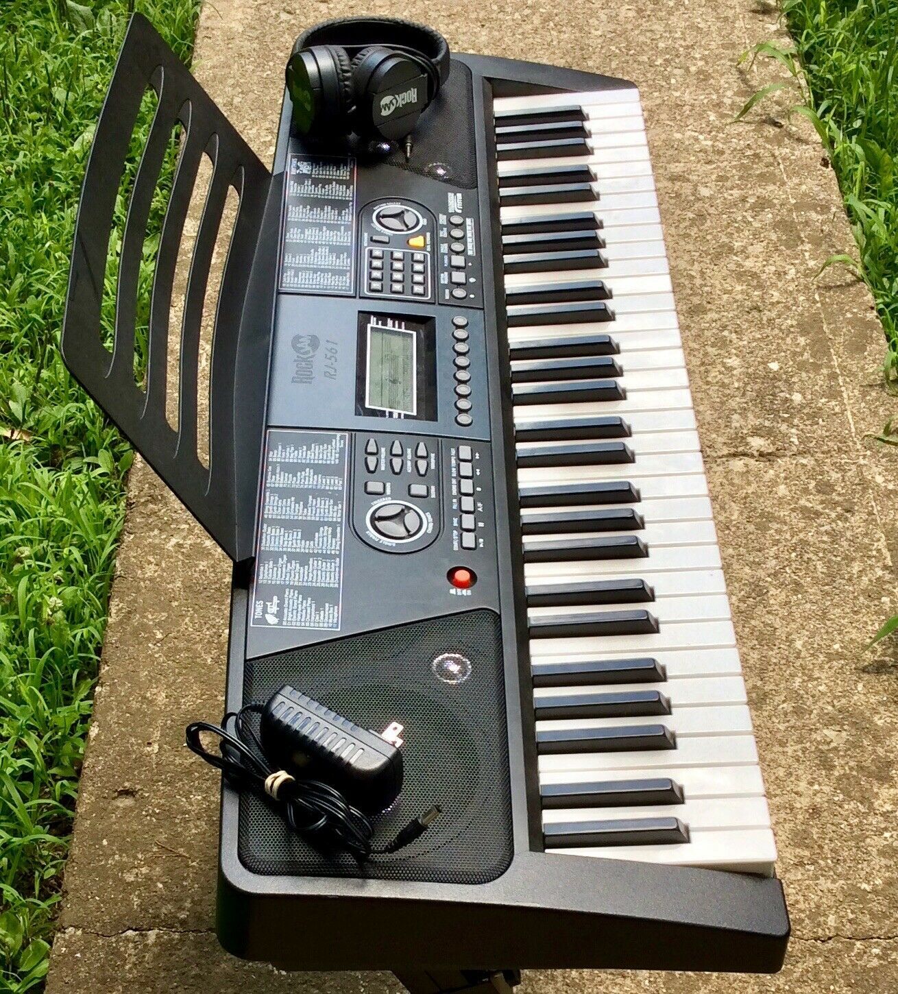 RockJam 61 Key Electronic Keyboard Piano RJ561 LCD Stand Headphones AC
