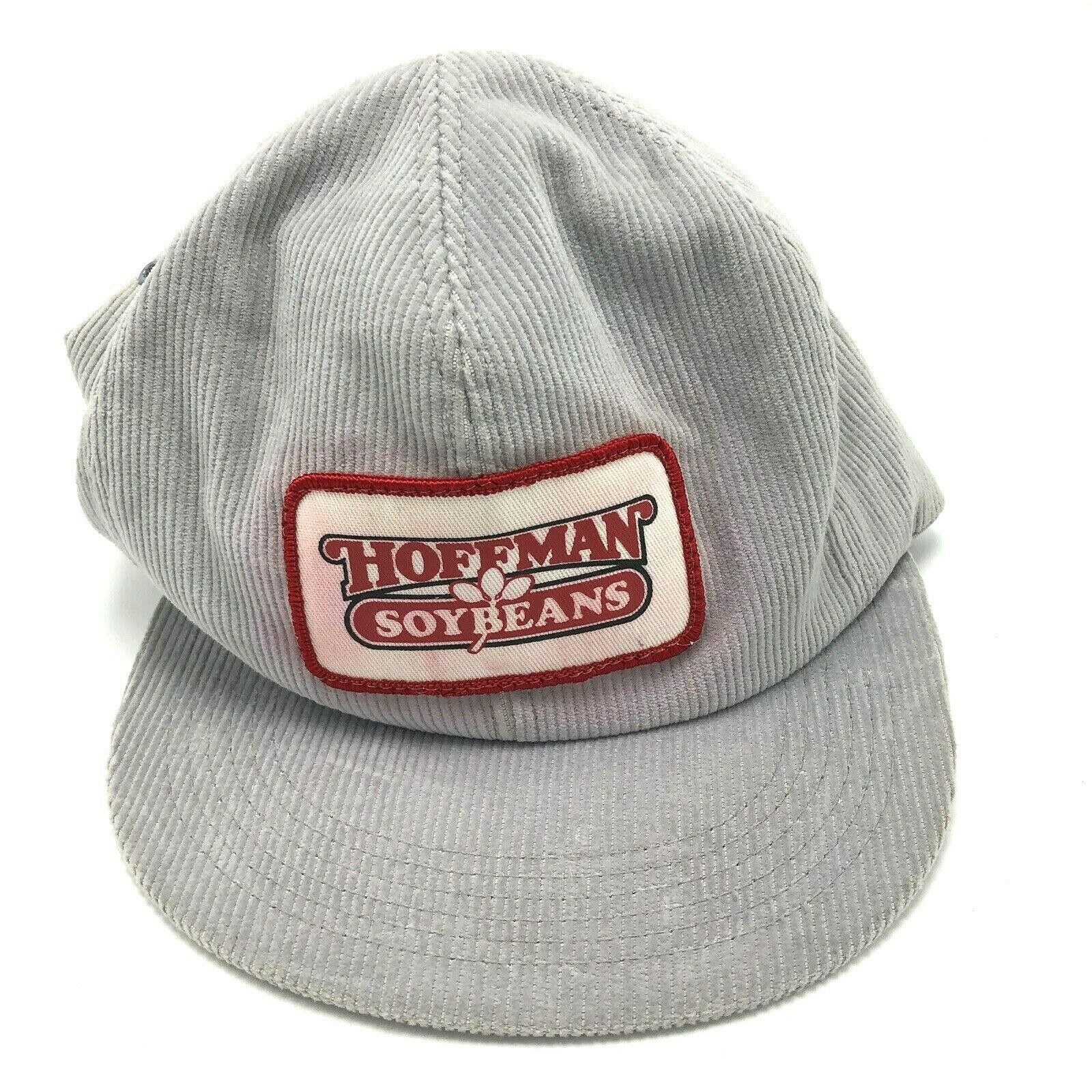 Hoffman Soybeans Agriculture Farm Corduroy Hat Cap Gray Snapback Front