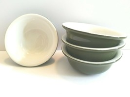 3 Hall Pottery Forest Green MCM 7&quot; Shirred Egg VTG Restaurant Ware Dish - $48.18
