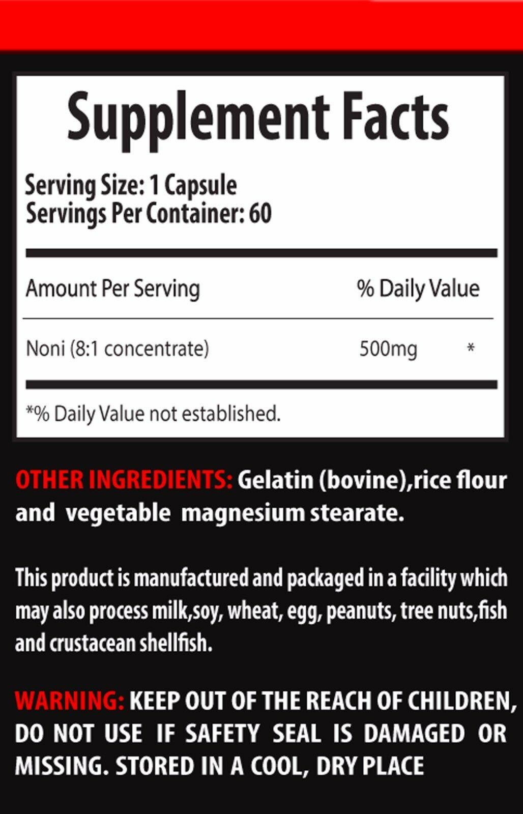 Muscle chart NONI EXTRACT 500MG 3B noni fruit capsules Fat Burners