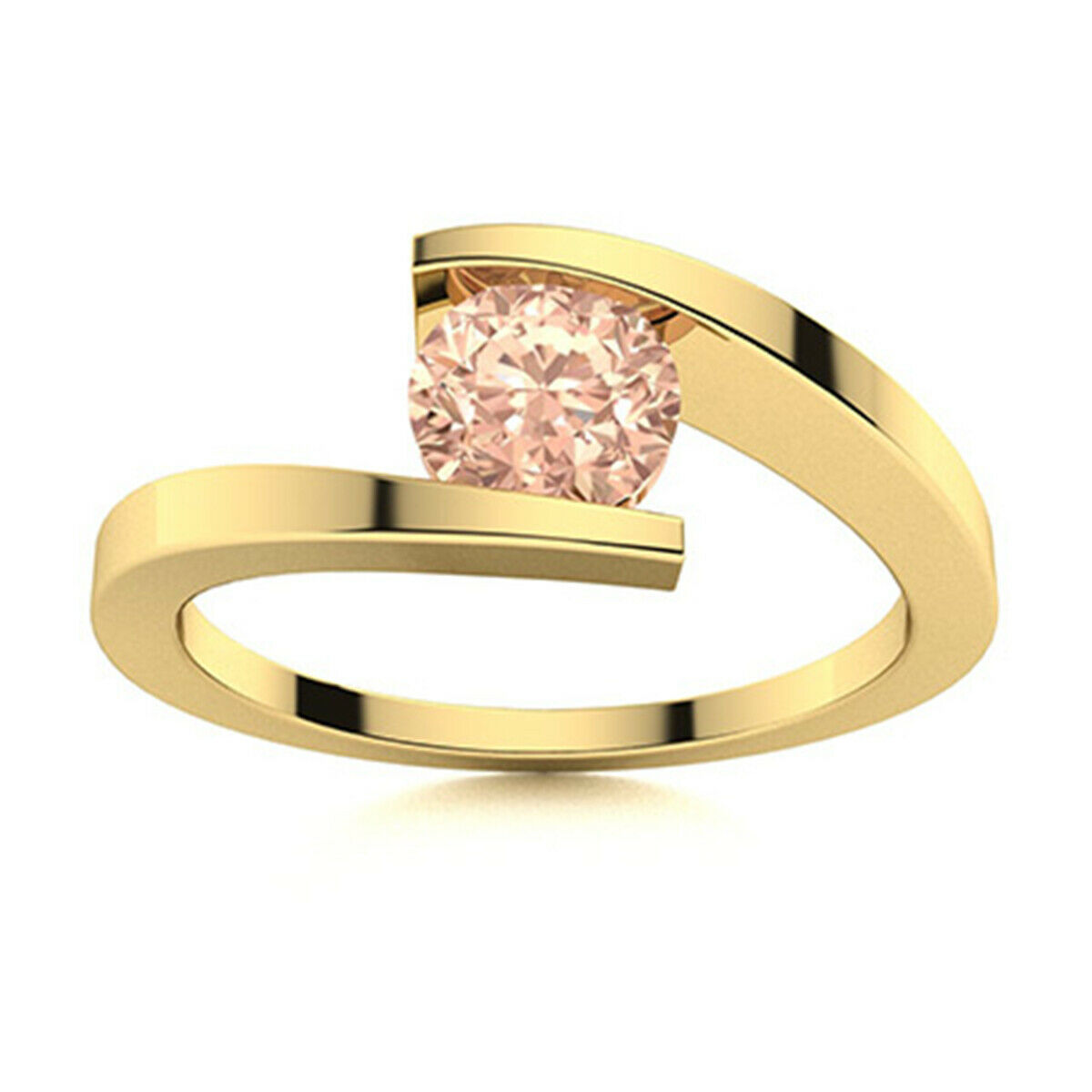 0.50 Ctw Bypass Round Morganite 9K Yellow Gold Women Stackable Ring