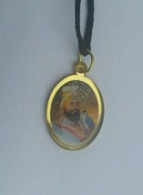 Sikh double sided guru nanak ji guru gobind singh oval pendant in black ... - $6.00