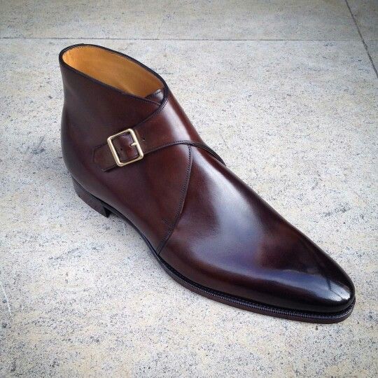 Temptress Brown Plain Toe Unique Ankle Monk Strap Leather Men's Business Shoes