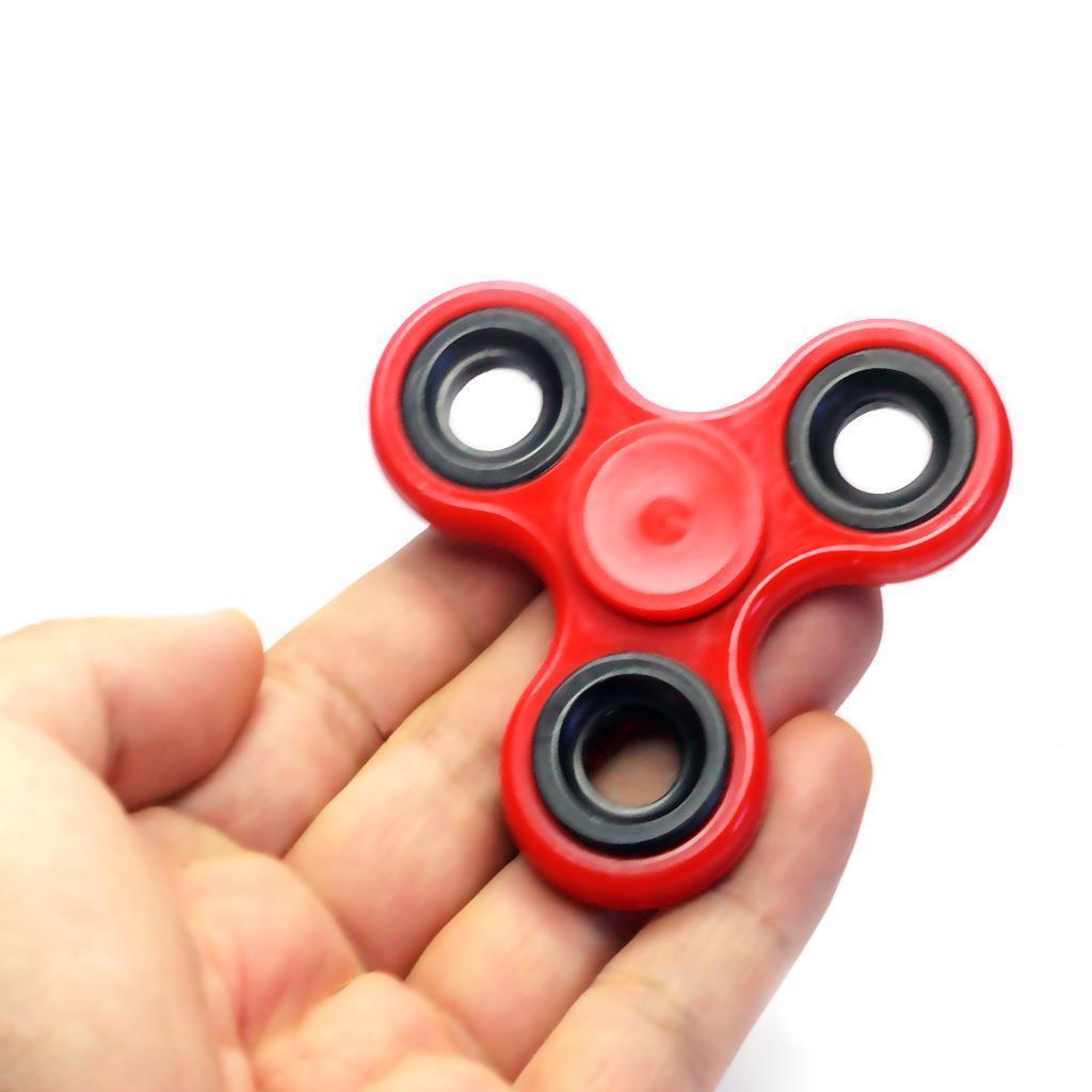 Tri Three Arm Basic Red Fidget Spinner Stainless Steel Metal Ring ...