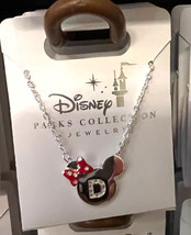 Disney Parks Minnie Mouse Icon Initial Letter D Silver Color Necklace Child Size