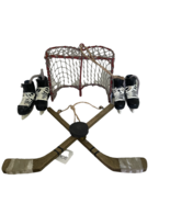 Hockey Ornaments 4 Piece Set Consists of Net, 2 Pair Men&#39;s Skates Sticks... - $42.56