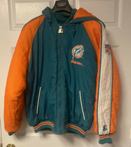 Vintage Starter Jacket Miami Dolphins Jacket Size Large NFL Insulated Fu... - $59.39