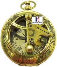 Brass Push Button Sundial Compass Nautical Gift