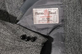 Harris Tweed Men's Grey Herringbone Tweed Sport Coat Jacket Blazer 42L - $148.45