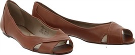Lands' End Women's Classic Open Toe Ballet Flats Luggage Tan 6 NEW 400686 - $45.52