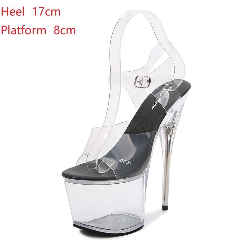 Large Size 43 women Shoes Femmes Sandales High Heels17cm Catwalk Model Sexy Tran