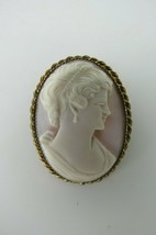 Antique Angel Skin Coral Cameo Brooch Hand Carved Blush Rope Twist Frame  - $58.41