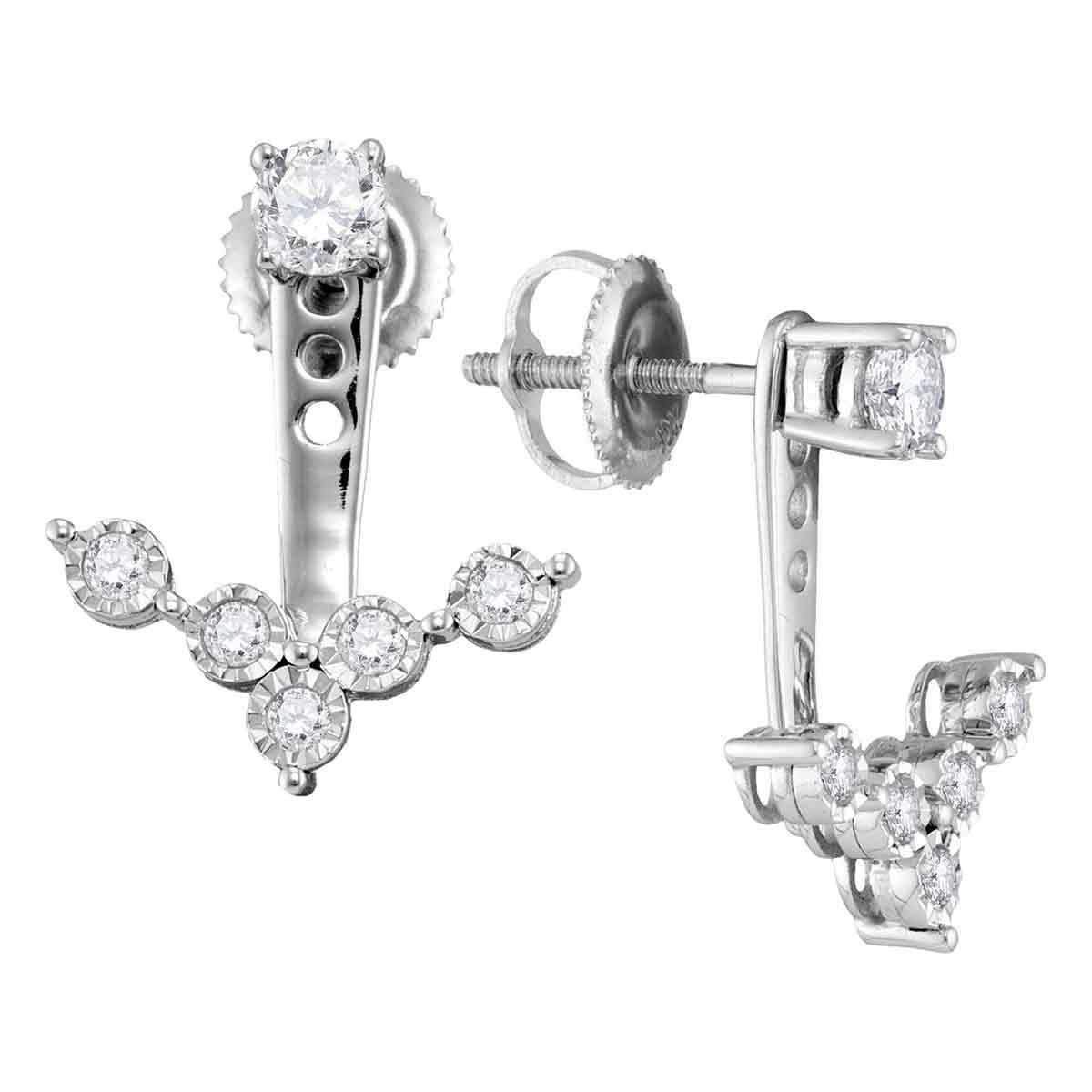 10Kt White Gold Womens Diamond Earring Jacket Studs 58 Cttw Fine