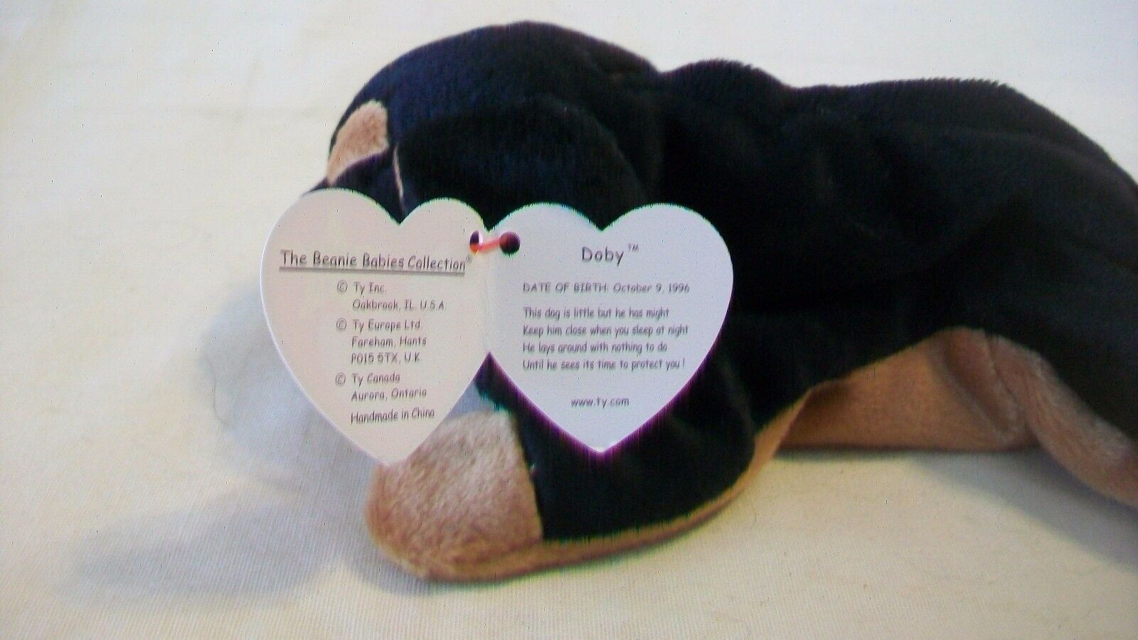 Doby the Dog Ty Beanie Baby DOB October 9, 1996 - Retired