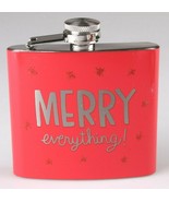 Merry Everything Metal Pocket Hip Flask 5 oz Christmas Alcohol Whisky Vo... - $9.99