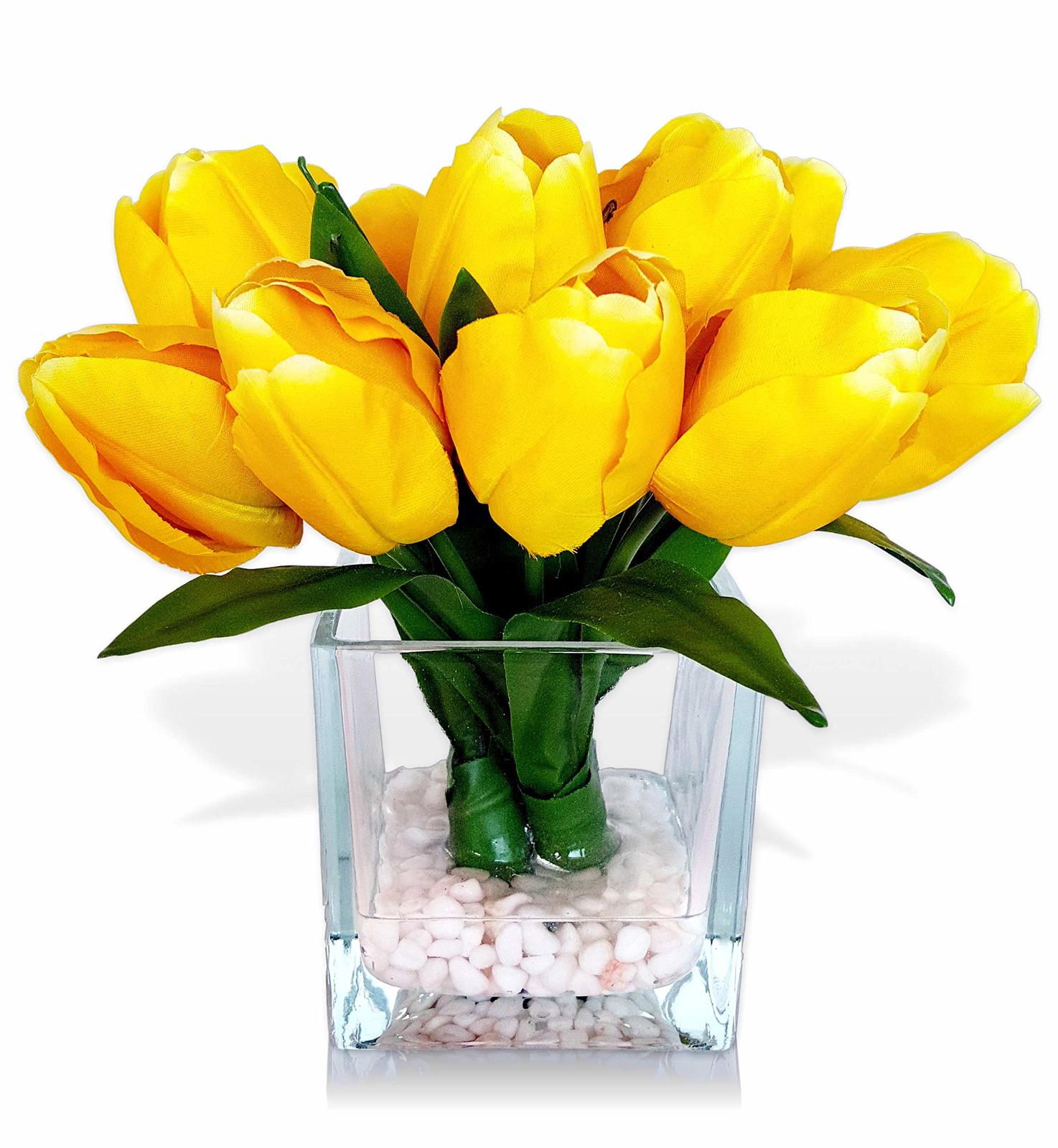 Artificial Flowers Tulip Floral Arrangement in Vase - Tulips Artificial ...