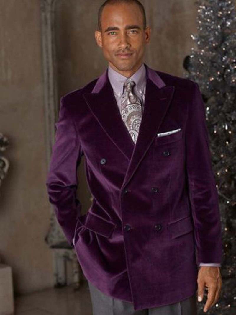 Handmade/hanmdamde - Men purple smoking jacket elegant luxury stylish designer party wear blazer