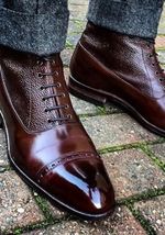 Handmade Men Boot Brown Color Cap Toe Lace Up Leather Boot For Men - $159.00