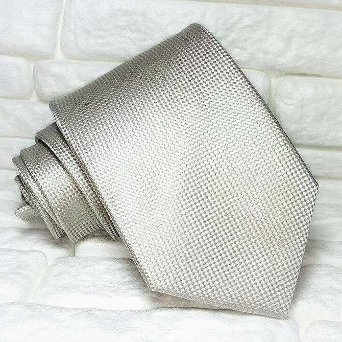 Luxury solid Grey neck tie 100% silk NEW Made in Italy business weddings RP £ 38
