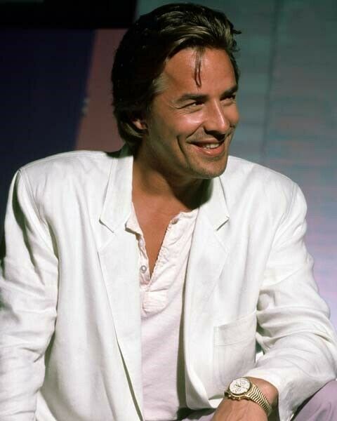 Don Johnson in his signature white jacket & shirt Miami Vice 8x10 inch photo