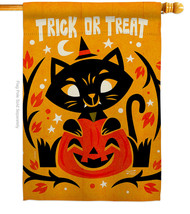 Happy Black Cat House Flag Halloween 28 X40 Double-Sided Banner - $36.97