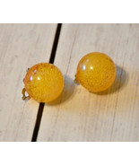 vintage large lucite globe sphere earrings amber - $14.84