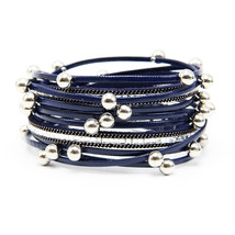 Leather Bracelet For Women 2019 Fashion Multicolor Magnetic Buckle Wristband Mul - $19.38