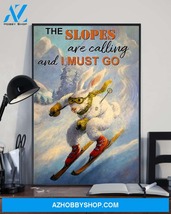 Skiing Rabbit I Must Go Vertical Canvas Painting - $49.99