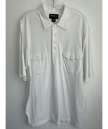  Eddie Bauer Mens TALL LARGE White Short Sleeve Polo Shirt Pockets - $19.79