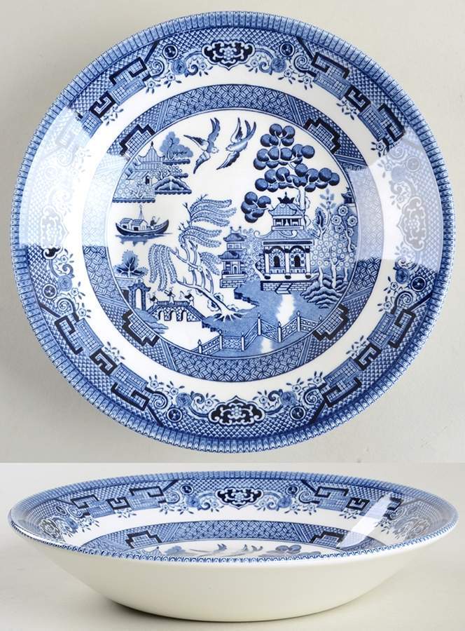 Churchill Blue Willow Coupe Soup Bowl 7 .75 inch Staffordshire England Set of 4 Other