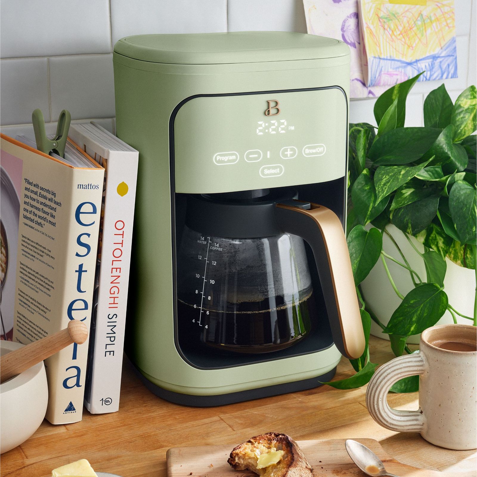 Programmable Touchscreen Coffee Maker, Sage Green by Drew
