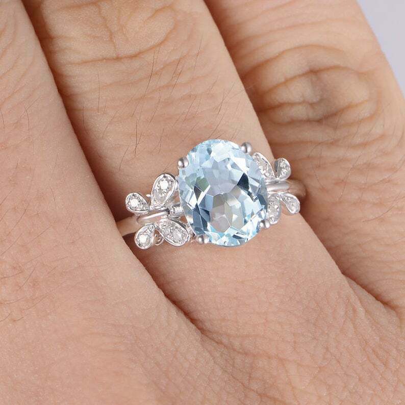 aquamarine ring white gold aquamarine ring white gold
