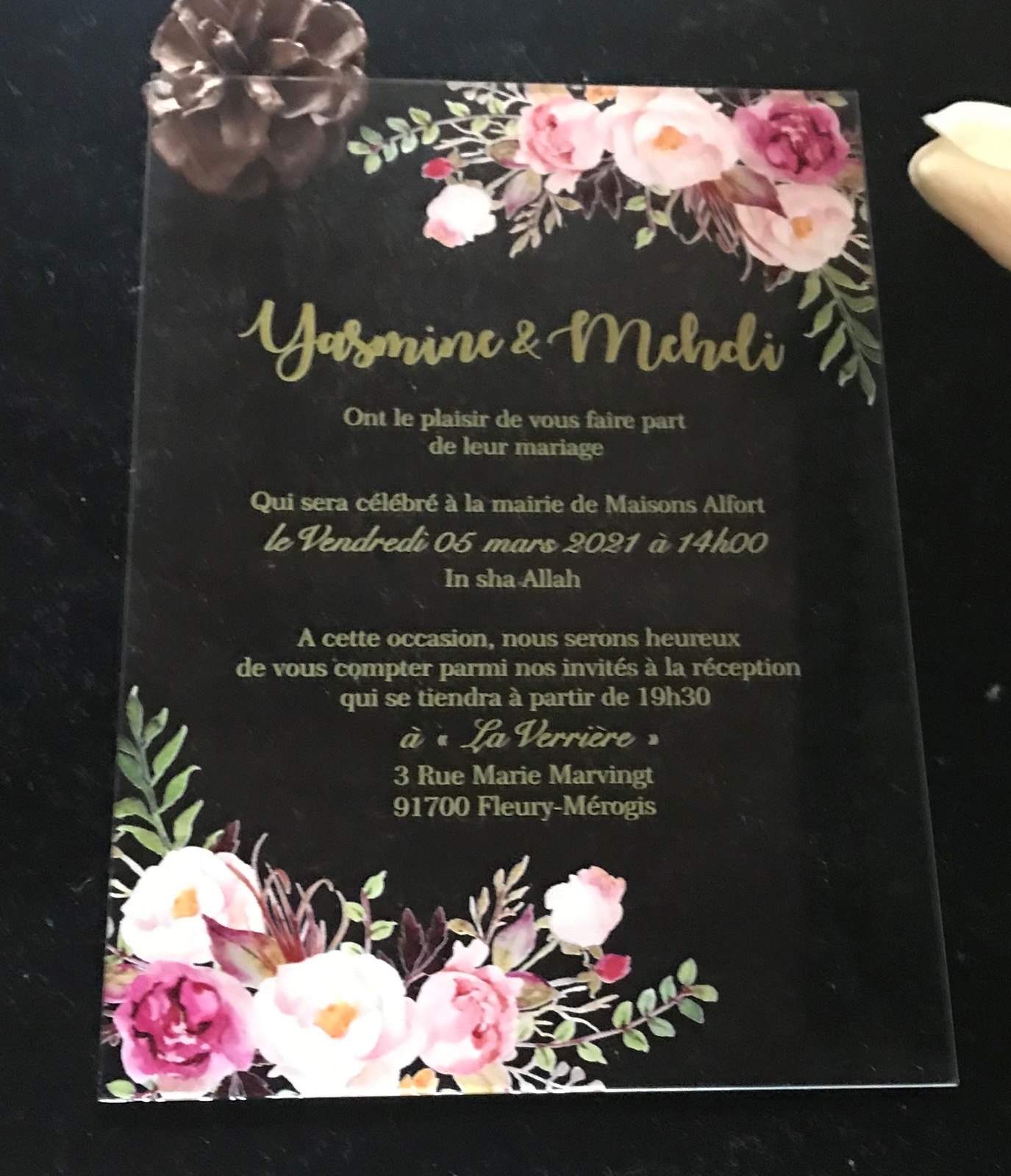 Rose Flower 10pcs Custom Acrylic Wedding Invitations,Laser Cut Invitations Cards