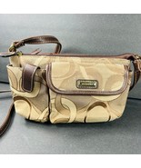 Rosetti CrossBody Sling Bag Shoulder Zip Credit Card Storage Beige Brown Purse - $18.55