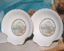 Vintage Lefton Birds White Egrets Heron Shell Dishes Florida - $14.95