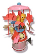 Vintage 1940's (Japan) Celluloid Wind-up Mechanical SPINNING CHICKS Toy WORKS!!!