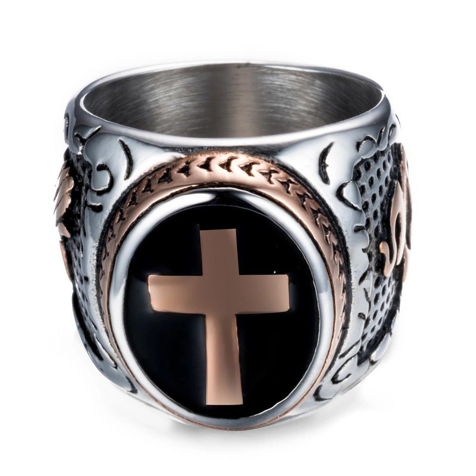 Men's Christian Holy Cross Stainless Steel Hand of God Ring Sizes 713
